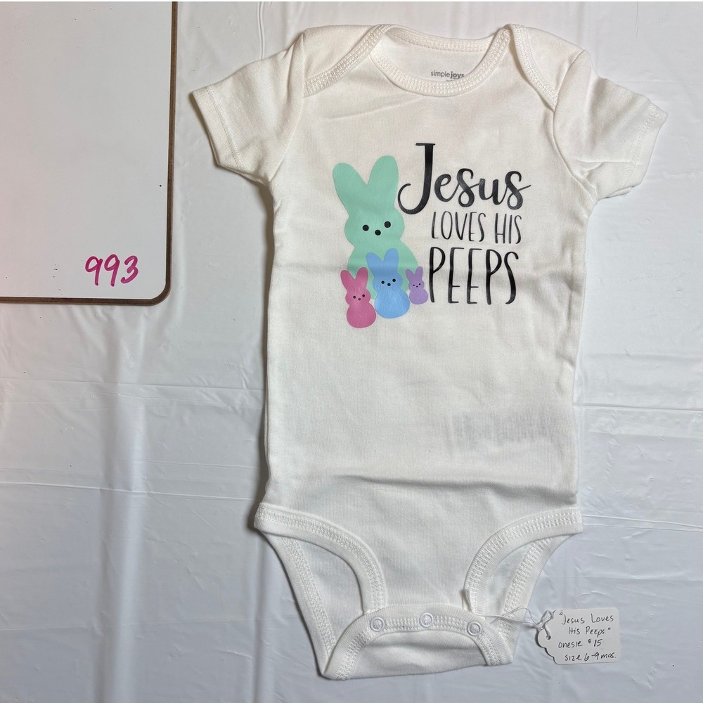 Simple‎ Joys by Carters Jesus Loves His Peeps Easter Bunny Bodysuit White 6-9M